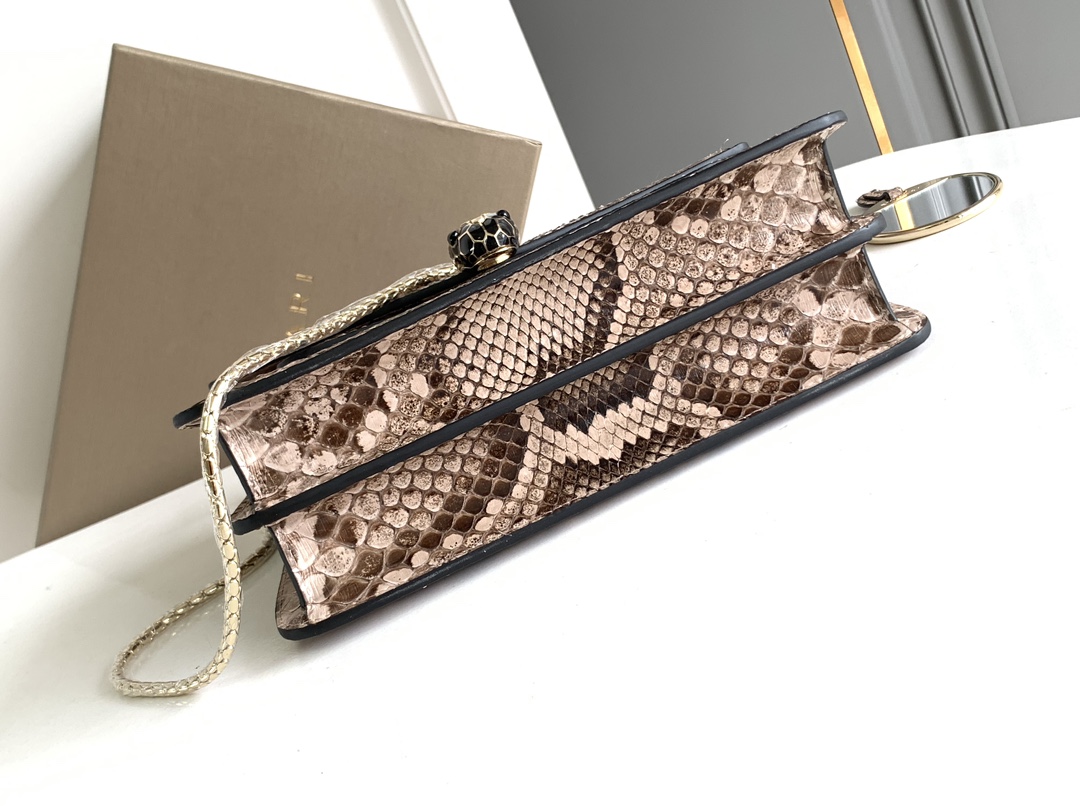 Bvlgari Serpenti Forever Medium Crossbody Bag in Grey Python Skin 